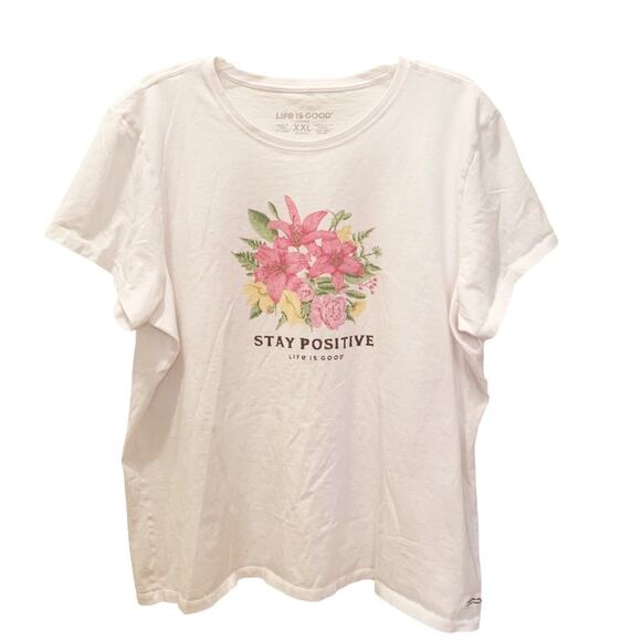 Life Is Good White Stay Positive Lilly Graphic Crusher Tee XXL - Picture 2 of 6